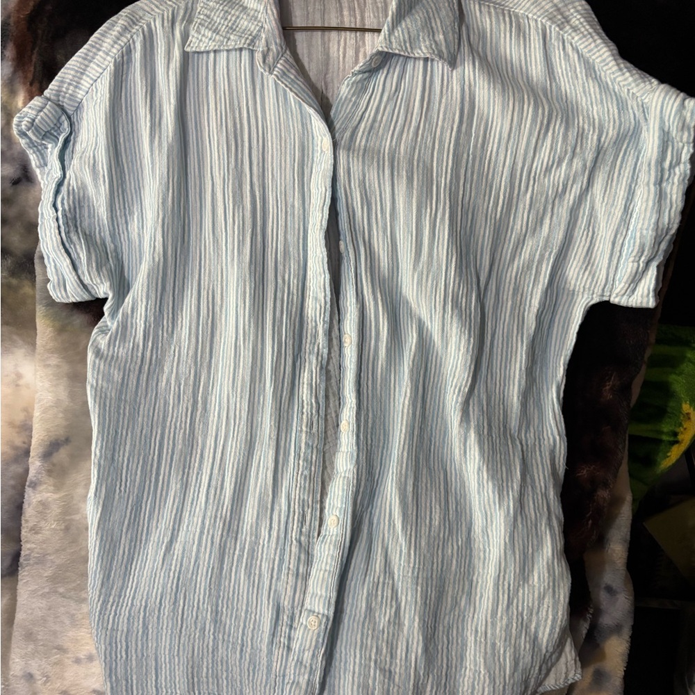 Sky Blue Striped Men's Casual Shirt